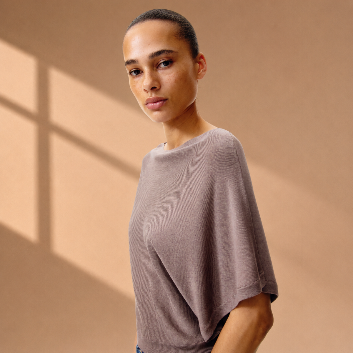 Batwing Fine-Knit Top