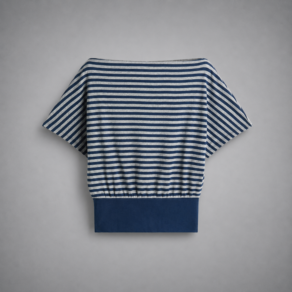 Boat-Neck Striped Cotton Top