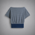 Boat-Neck Striped Cotton Top