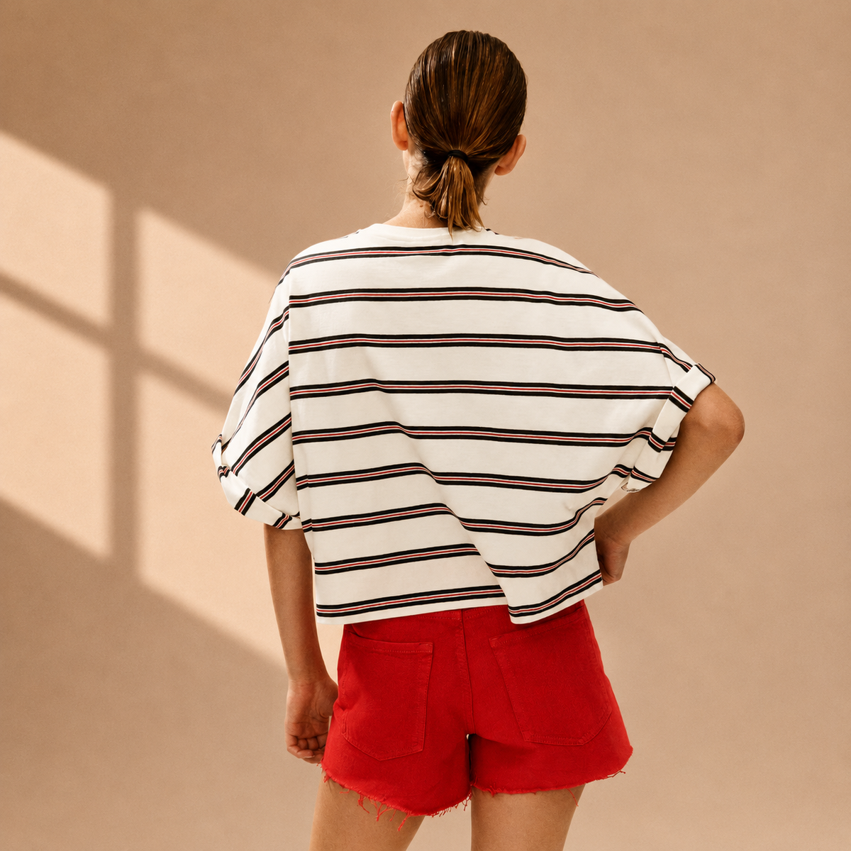 Oversized Striped Cotton Top