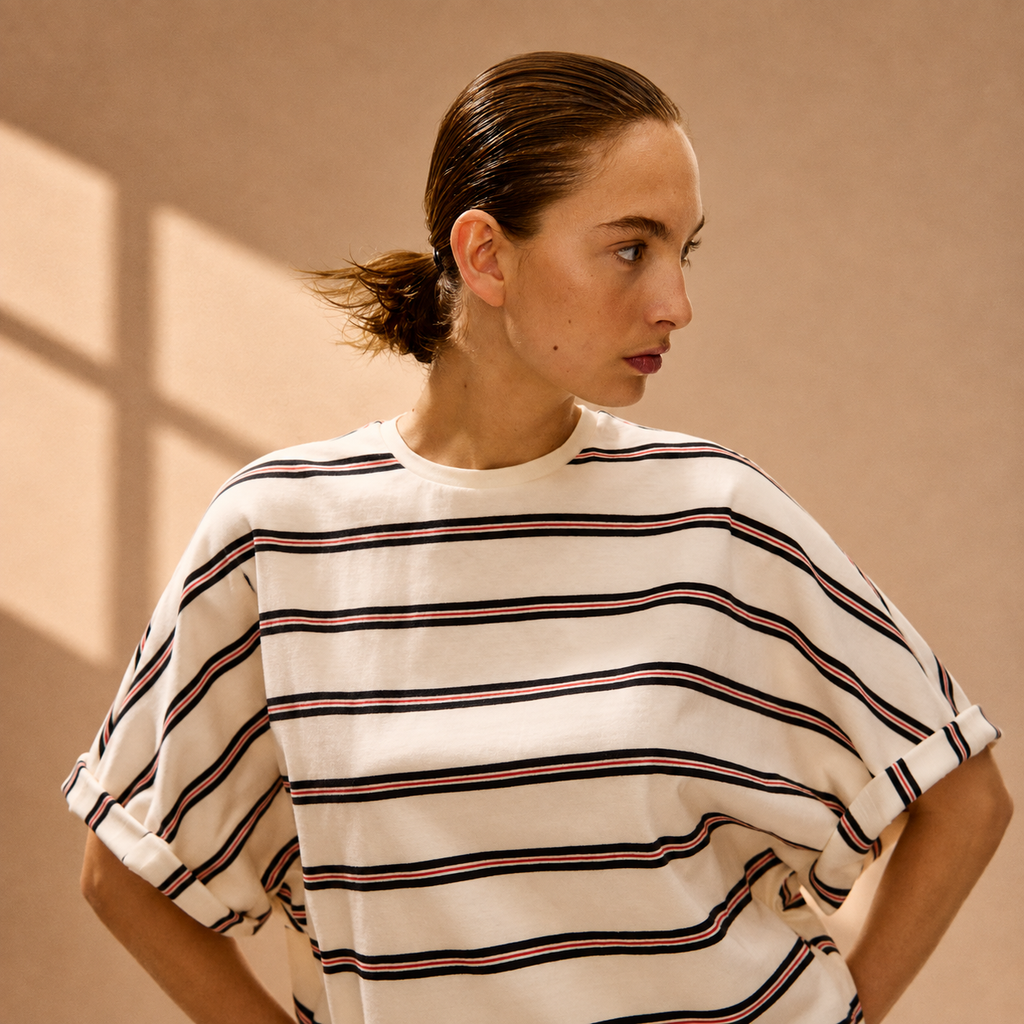 Oversized Striped Cotton Top