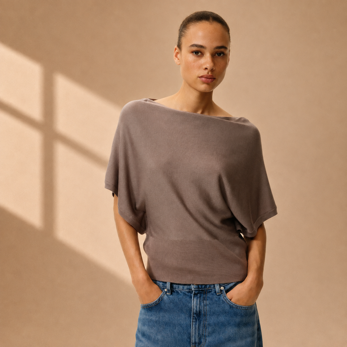 Batwing Fine-Knit Top