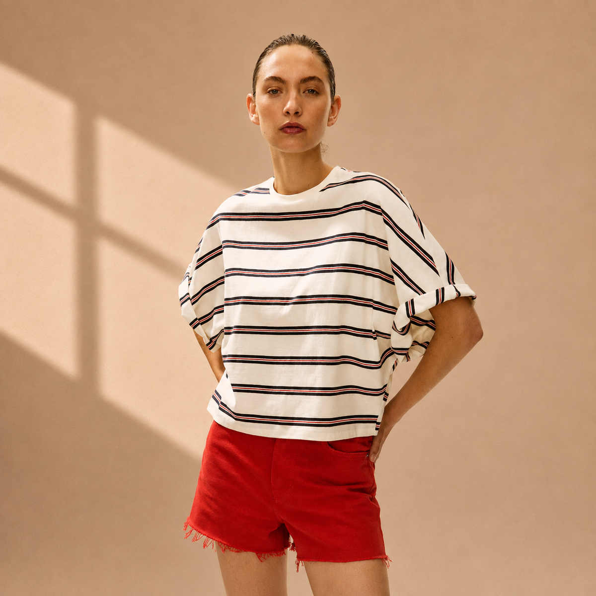 Oversized Striped Cotton Top