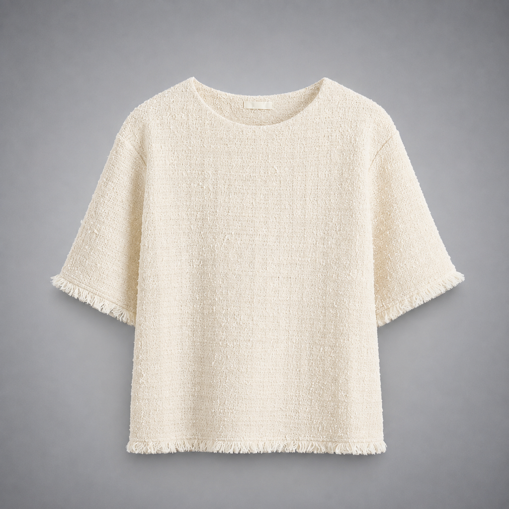 Bouclé-Knit Fringe Top