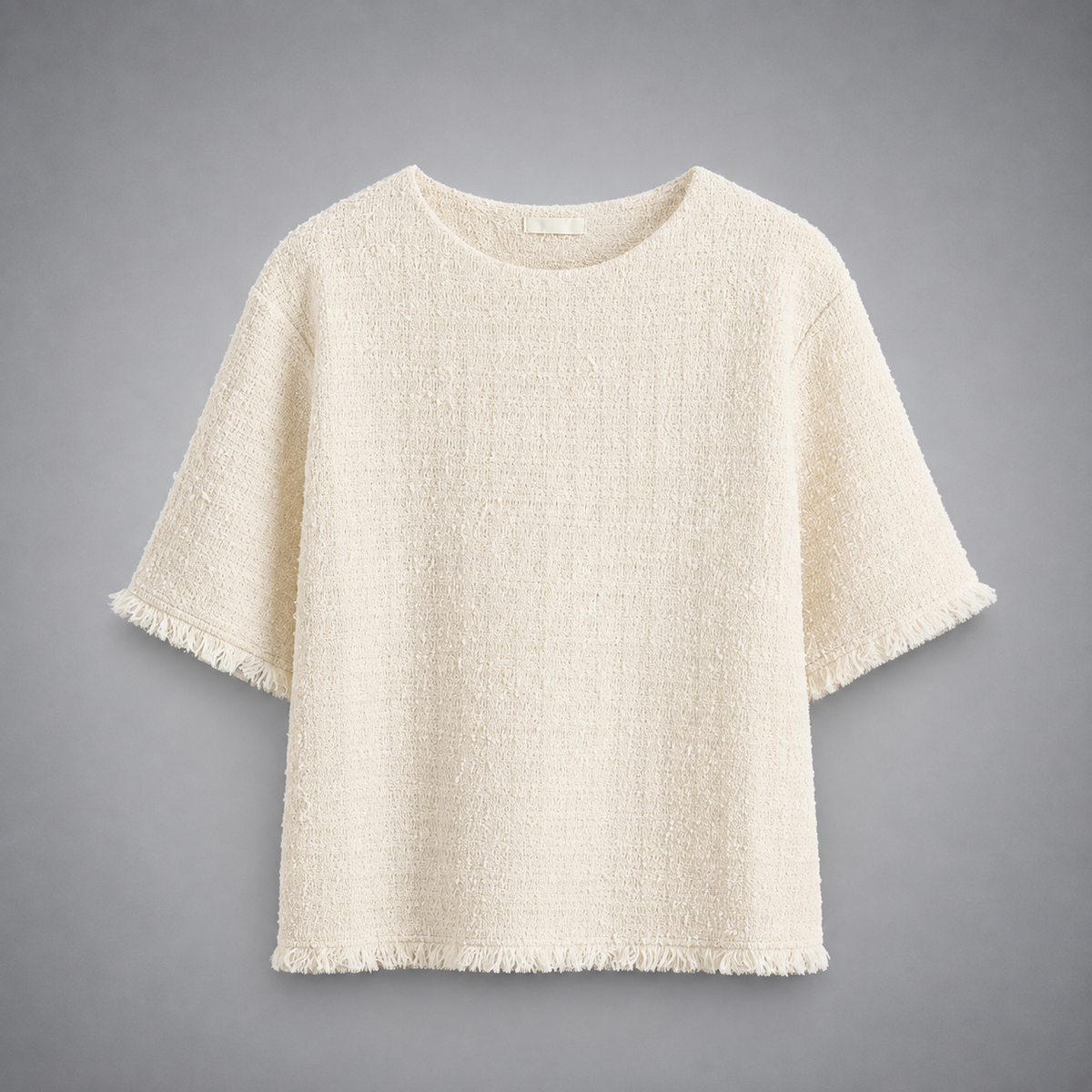 Bouclé-Knit Fringe Top